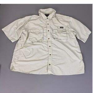 Guide Series Fishing Shirt Men's XLT Tall Beige Khaki Nylon Short Sleeve Vented